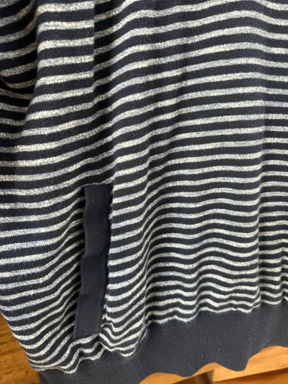 Banana Republic Men’s Striped Cotton Pullover Hoodie Navy Gray Large